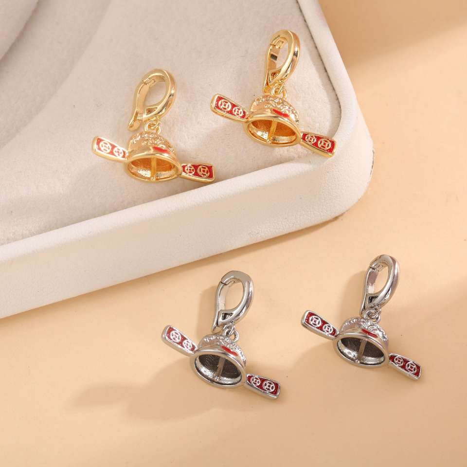 18K包金保色滴油财神状元帽子吊坠手工DIY项链手链饰品配件批发 