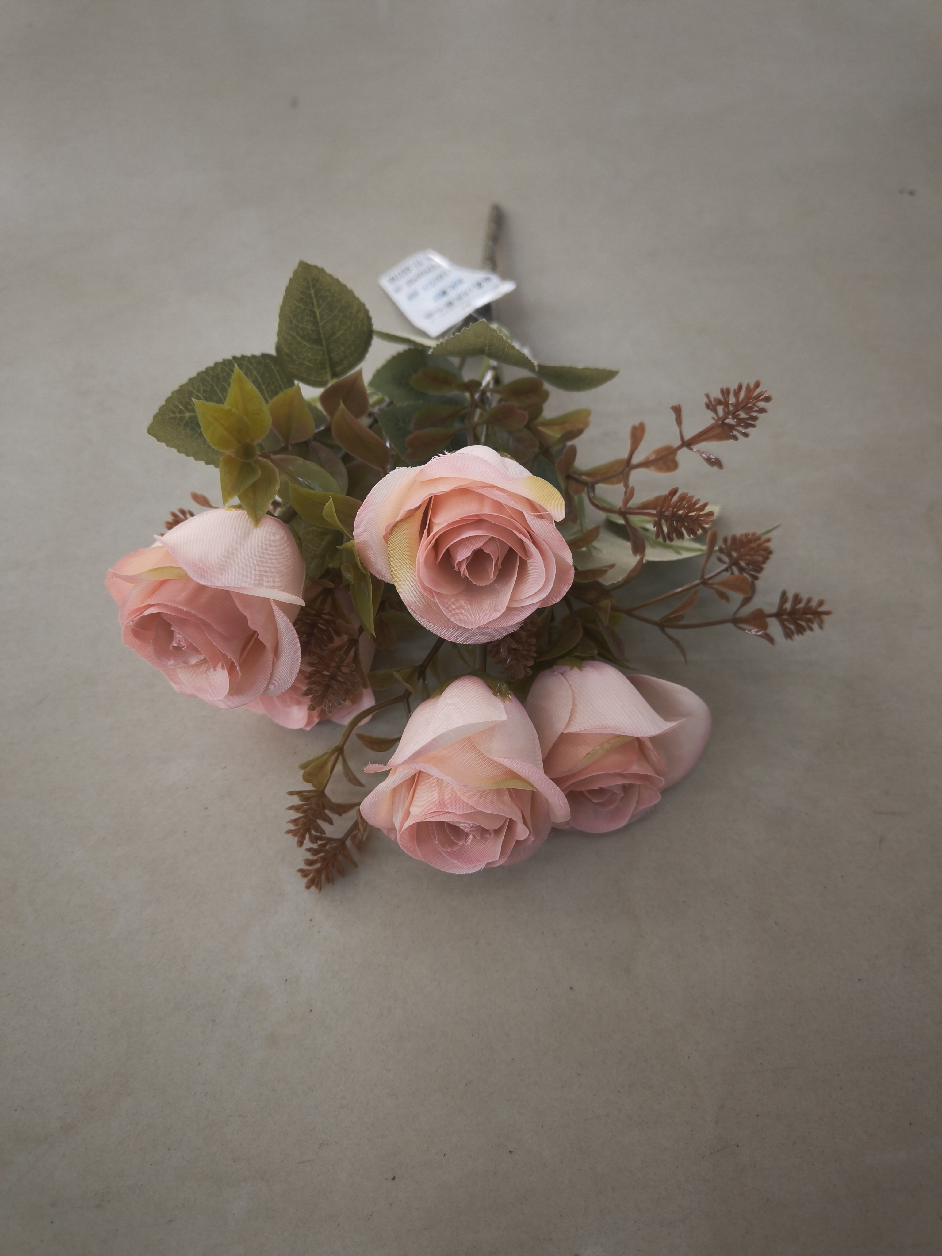 The living room decoration features artificial flowers and artificial flowers. The venue arrangement is a small bunch of 5-head sweet rose wedding artificial flowers, artificial flowers for women in 2025, forest-themed purple flowers and artificial flowers pic 6