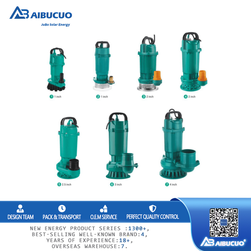 AIBUCUO Jubo DC brushless cutting sewage pump, solar irrigation pump, stainless steel pipe submersible pump 50ZWQ series