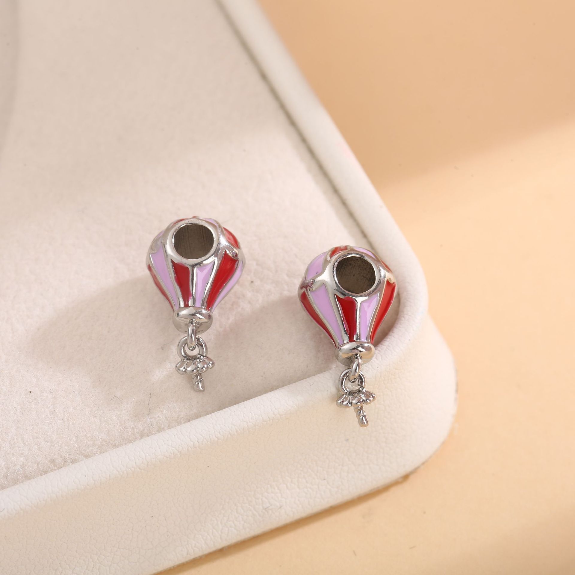 铜镀18k真金高保色热气球吊坠挂件diy项链手链串珠通孔隔珠配件 