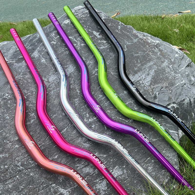 XT-L028BT Bright surface color-changing dazzling dead car handlebars, mountain bike handlebars, bicycle horizontal handlebars, speed descent off-road, aluminum alloy swallow handlebars, color logo large swallow handlebars Specification image