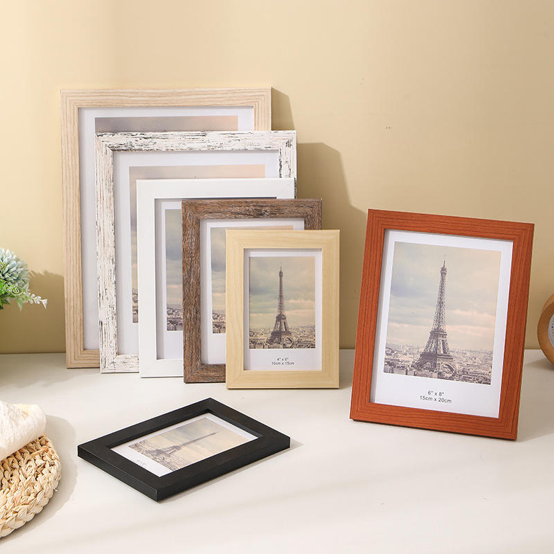 Simple wooden MDF photo frame display table A2, A3, A4, A5 photo wall hanging, 13*18cm, 10*15cm display table details Picture