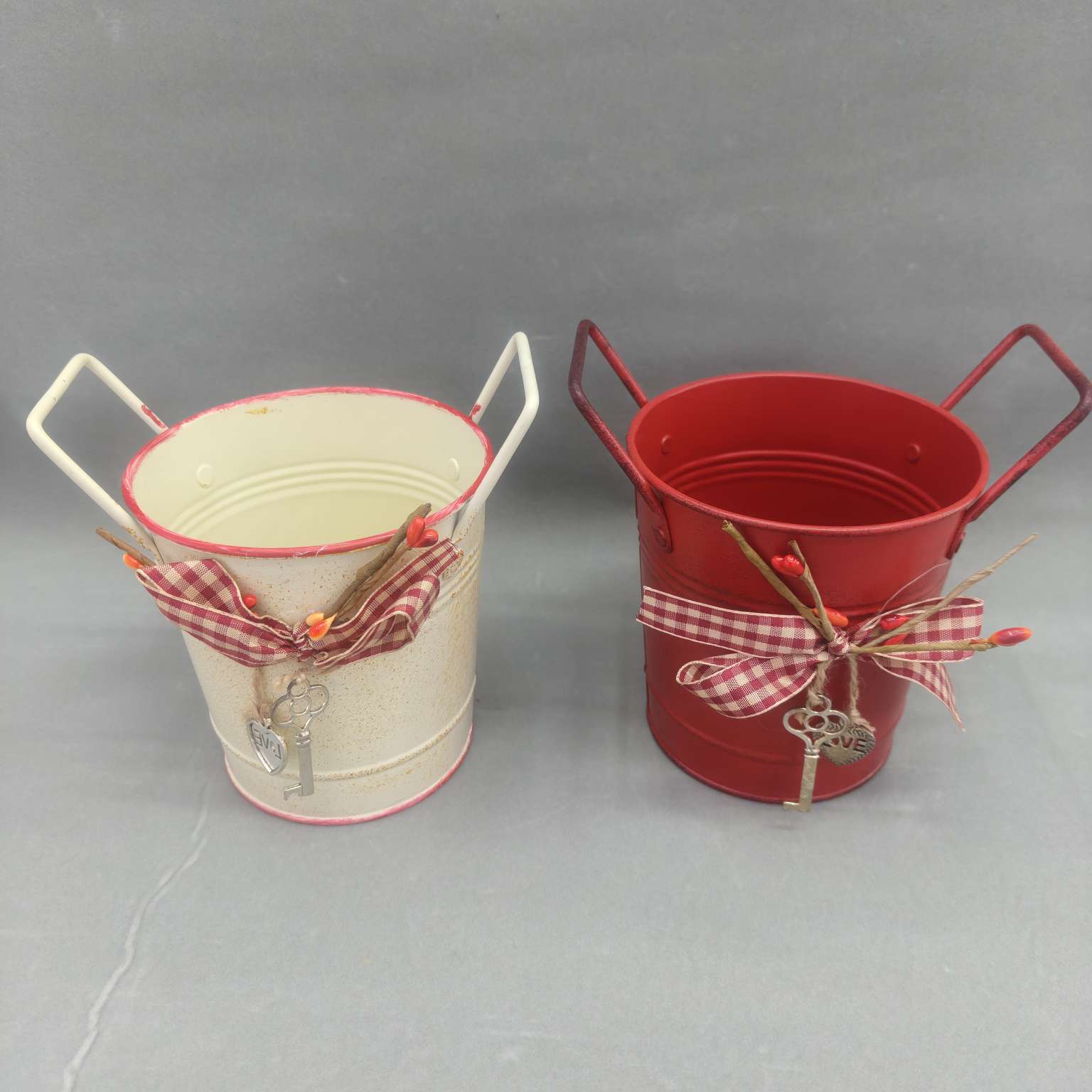 做旧复古风格铁皮花盆家居装饰摆件