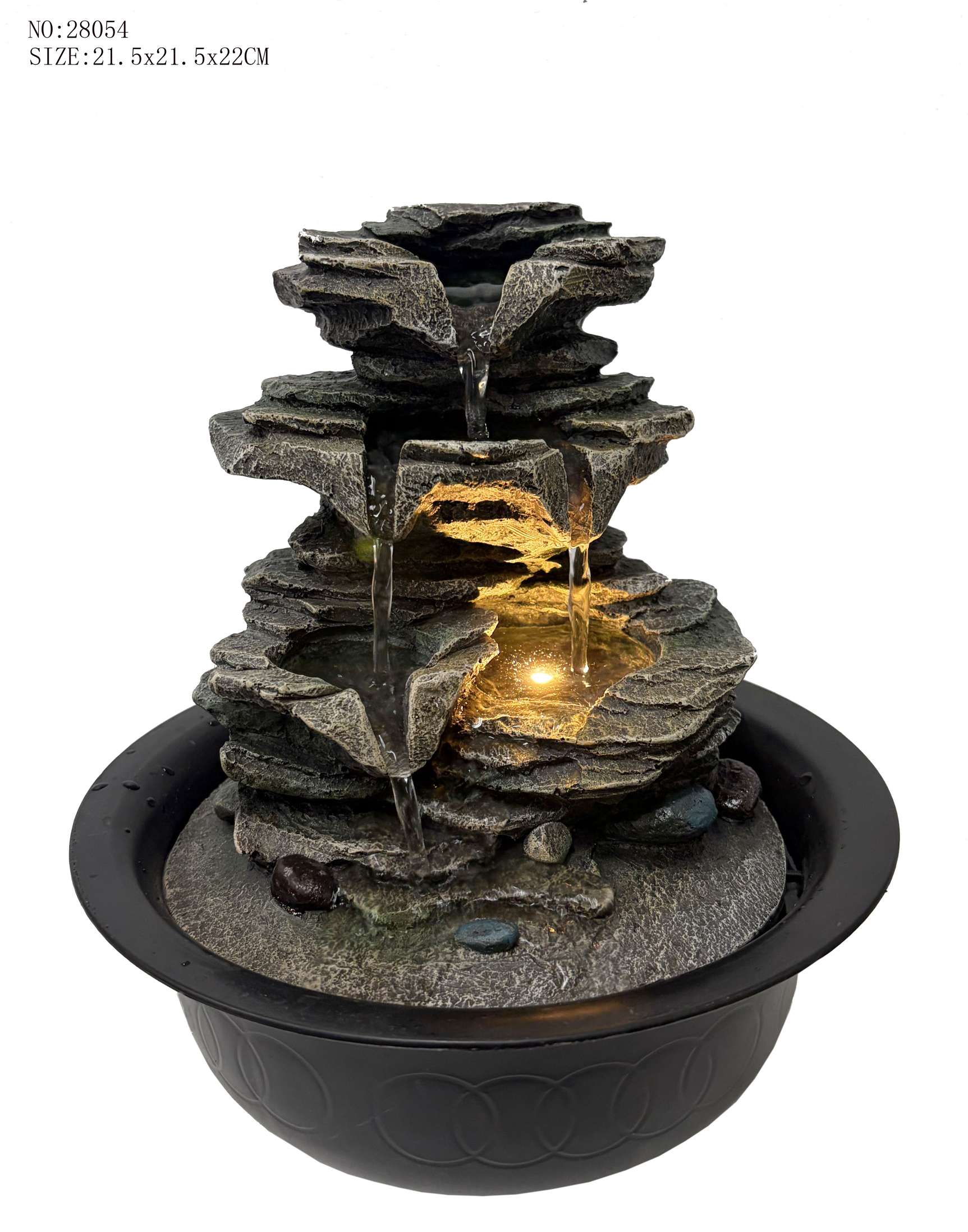 办公室假山流水摆件摆件水晶球