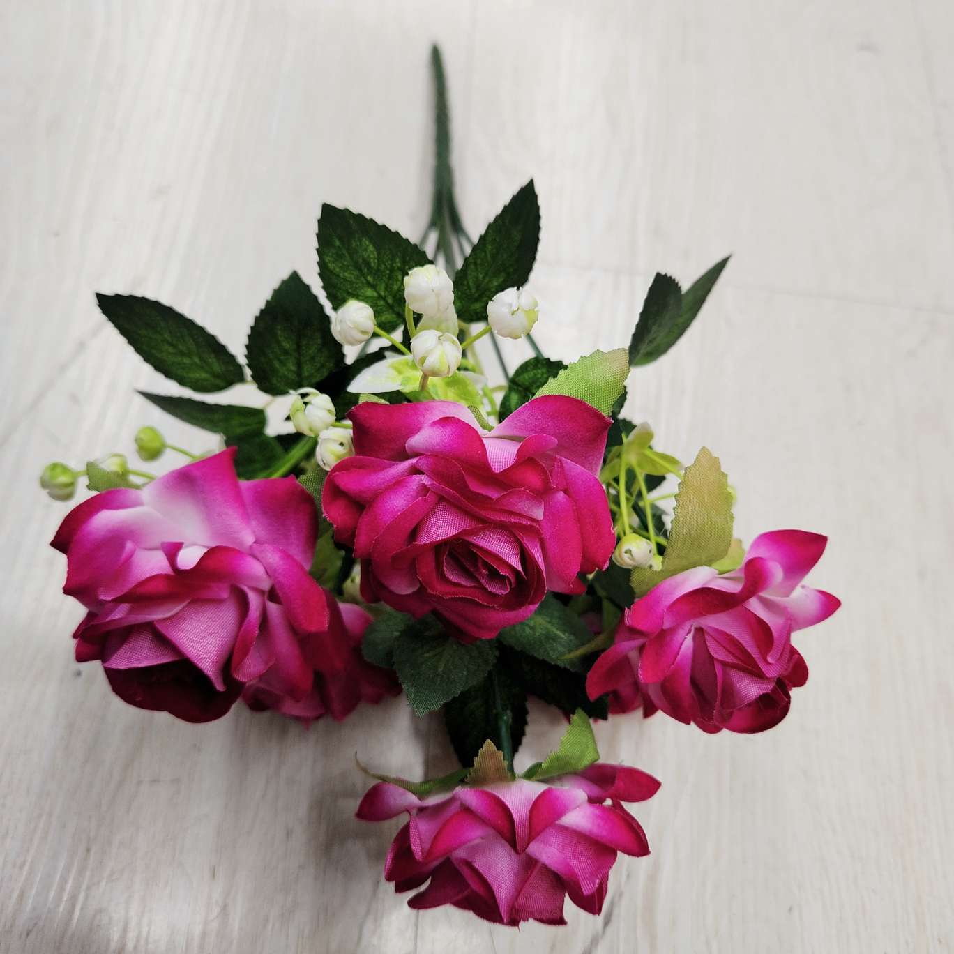 6-head velvet rose office simulation garden rose pole torch carnival night guide, electroplated crochet bouquet decoration detail image 2