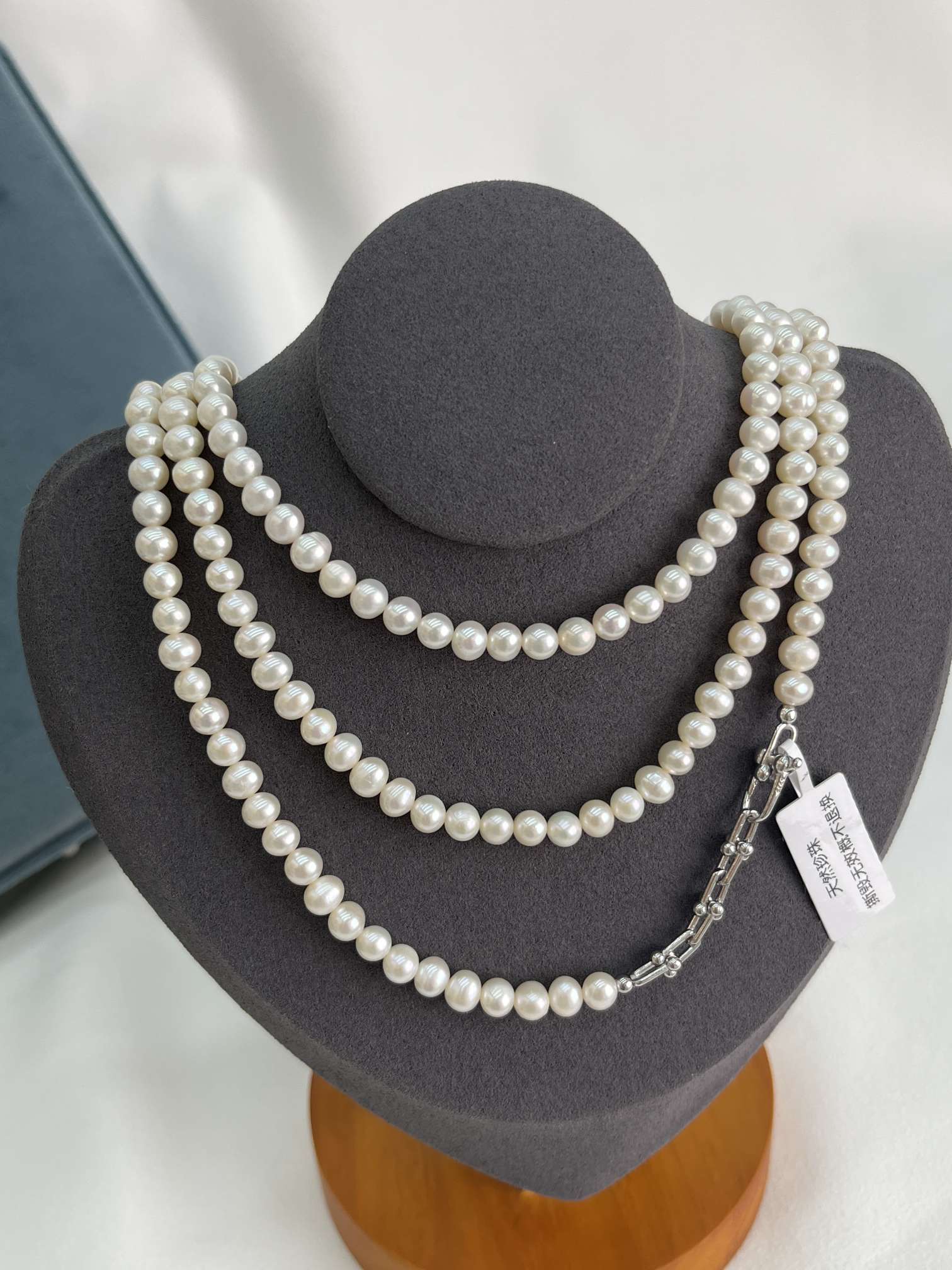 125cm natural freshwater seedless multi-layer pearl long sweater chain, ins style S925 chain buckle, multi-wear style Specification image