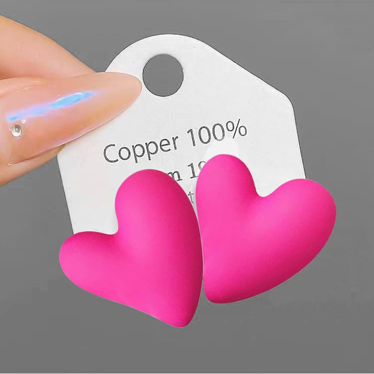 个性夸张几何耳环玫红椭圆形长款耳坠少女玫粉色芭比大圈圈耳环详情图3