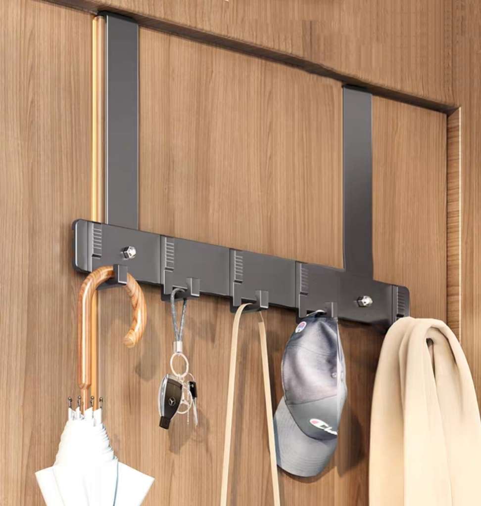 18cm-5钩太空铝长臂门后挂钩门背式免打孔挂衣架置物衣服收纳架入户门上挂架壁挂衣钩