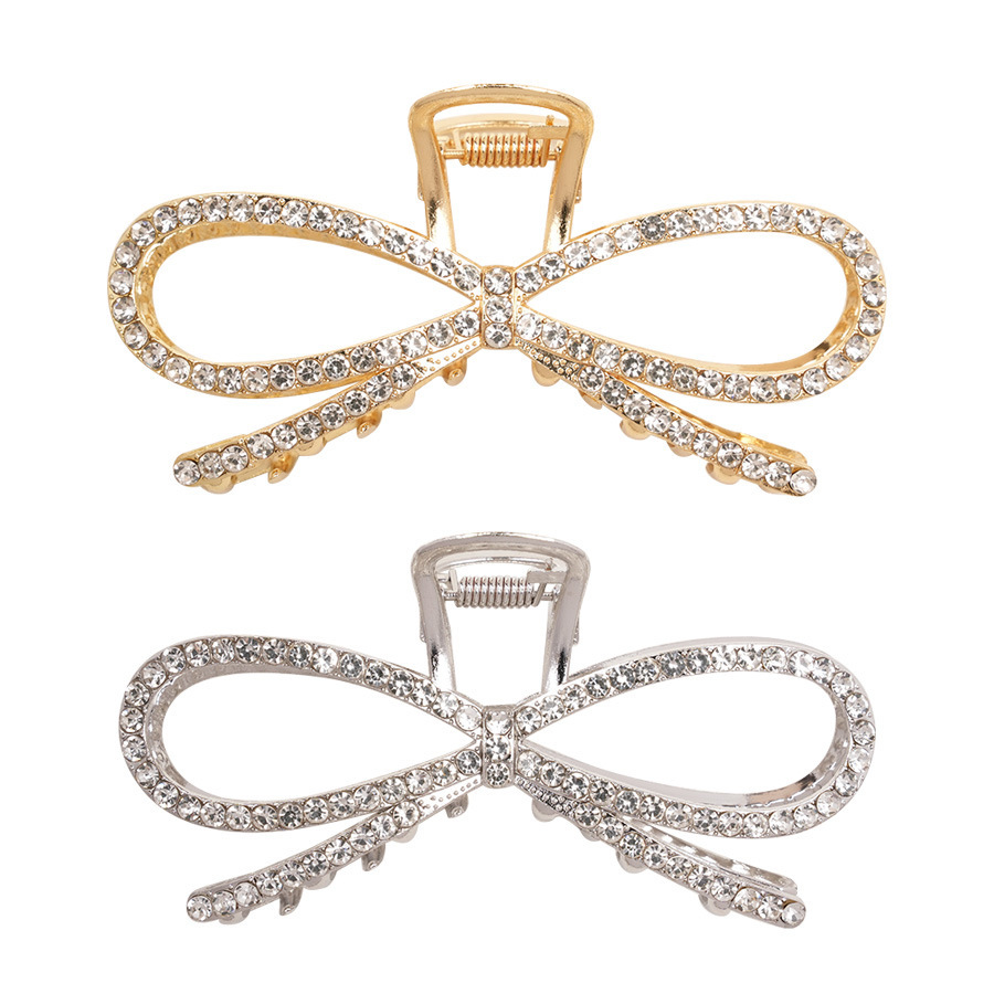 Korean version of ins water diamond bow clip, fugitive princess hair clip, alloy back of the head updo, shark hair clip accessory Item Picture
