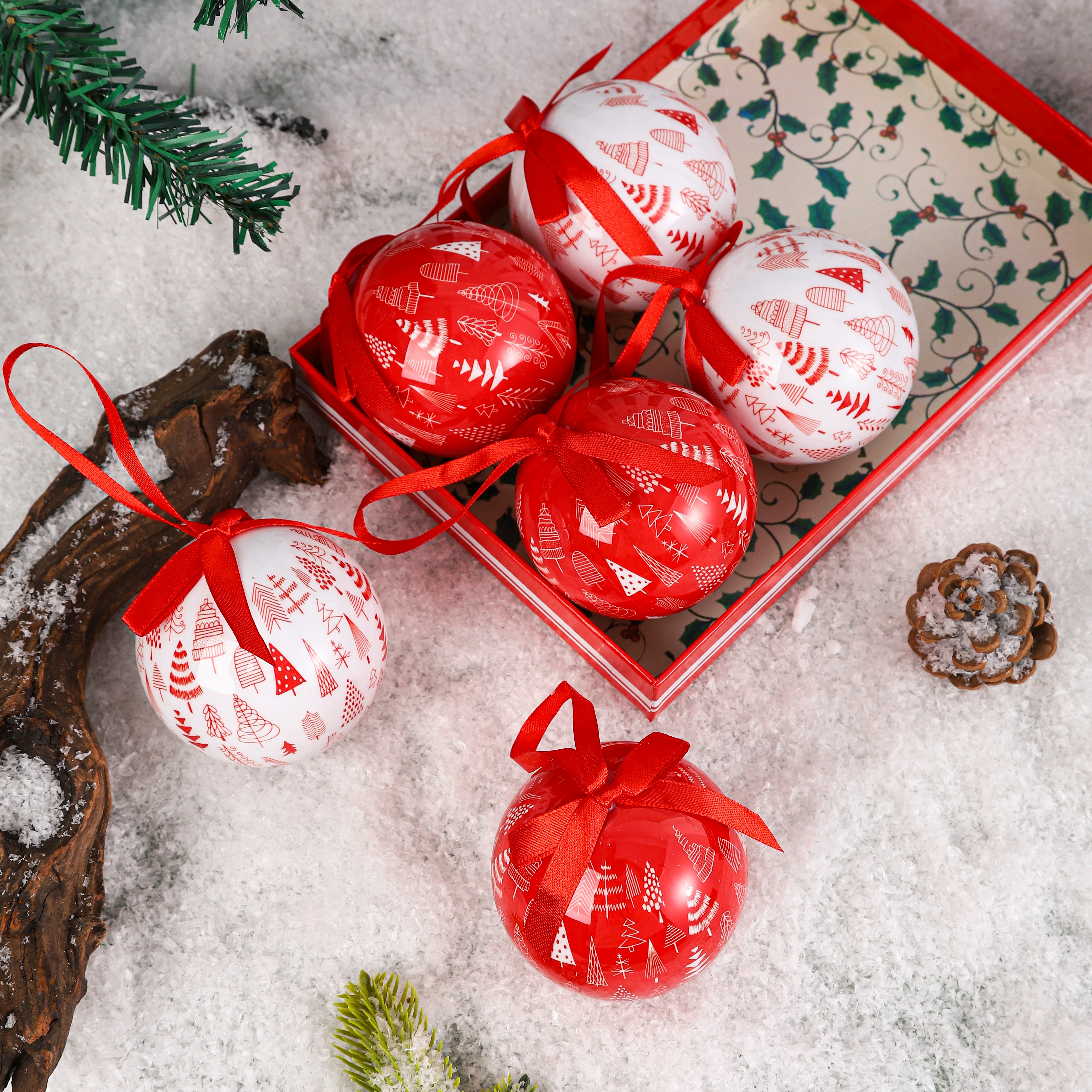 6个装礼盒装圣诞球 手工泡沫贴纸球圣诞产品图