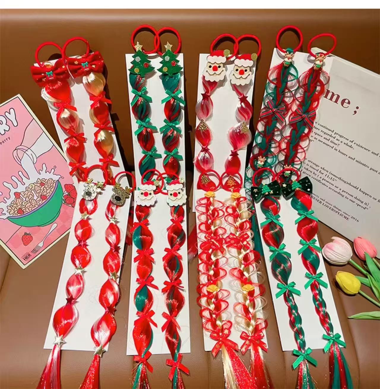 可爱儿童发圈圣诞节节日派对发夹发圈假发发圈圣诞树圣诞老头发圈 可爱儿童发圈圣诞节节日派对发夹发圈假发发圈