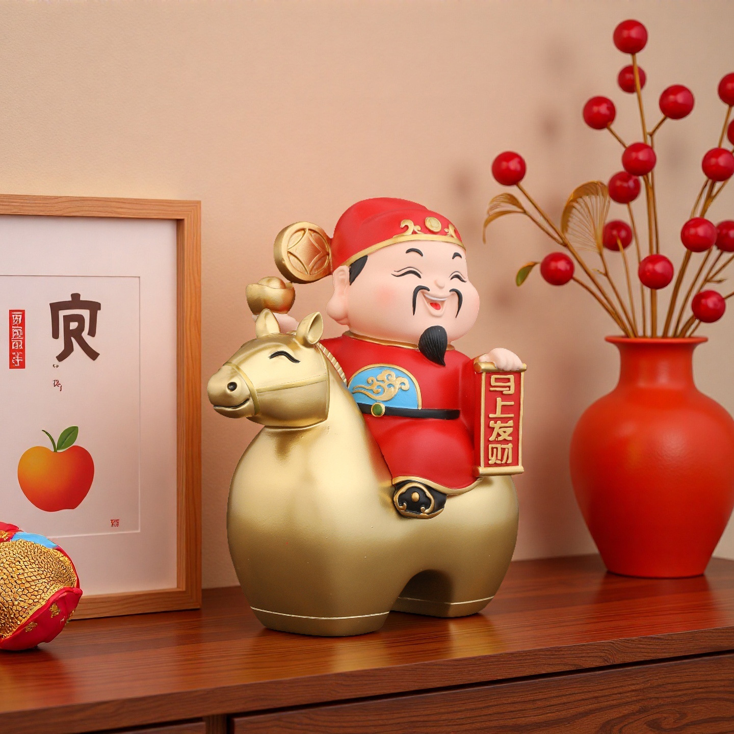 2026马年财神马上发财摆件办公室店铺家居招财装饰乔迁新年礼物
