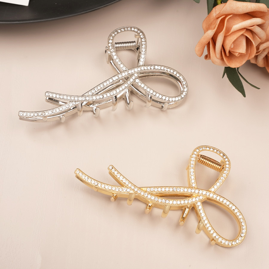 High-end water diamond grab clip, shark clip, women's large hair volume, metal hair clip, back of the head, hair grab clip, headwear Specification image