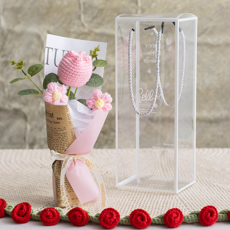 Handmade crocheted woolen bouquets, creative gifts and handicrafts, woolen flowers, handmade novel woolen bouquets, festival gifts, Valentine's Day gifts, Mother's Day gifts, 3.8 Festival gifts detail image 10