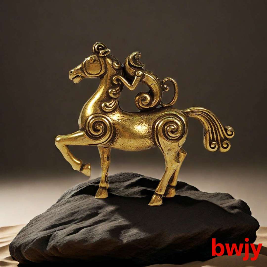 中式金属实心马仿古马上封侯动物摆件桌面茶宠办公地摊装饰品新品