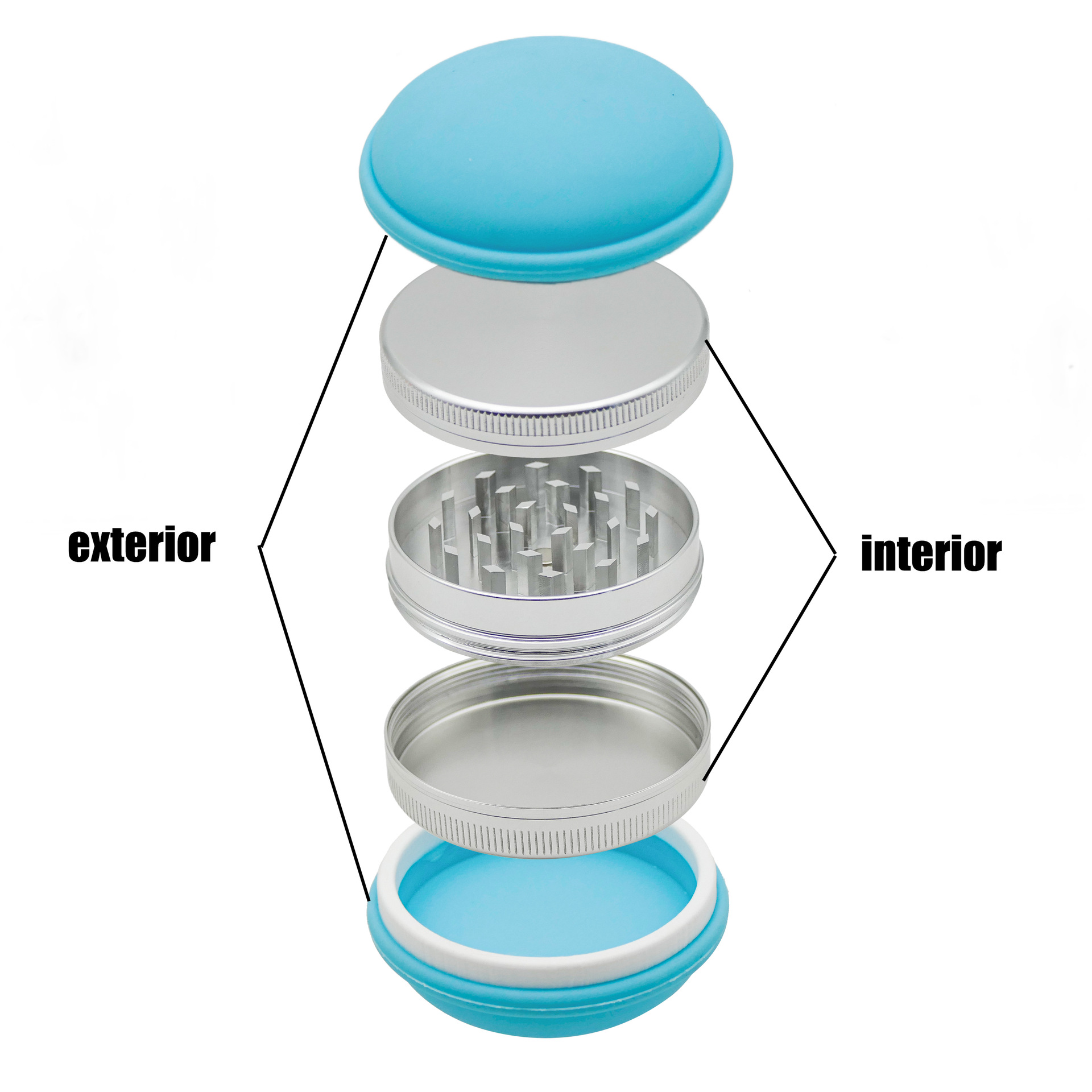 跨境新品马卡龙磨烟器清新创意烟具铝合金家用便携烟叶金属磨研器 蓝色