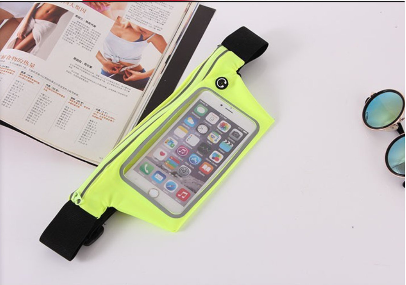 户外运动跑步手机超薄腰包隐形新款手机骑行腰包登山跑步手机包 黄色