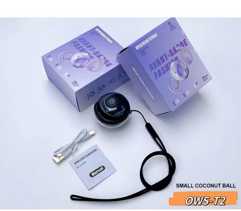 跨境AI翻译小椰球蓝牙耳机不入耳带挂绳多国语言同声互译无线耳机 黑色