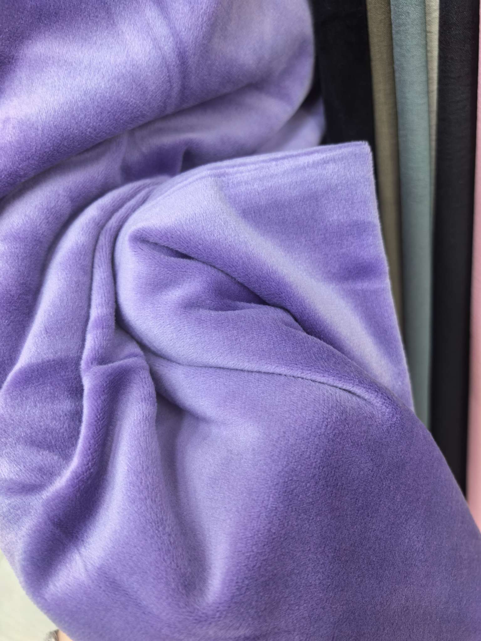 Spandex true super soft color, 200g purple composite lining plush fabric in stock details Picture
