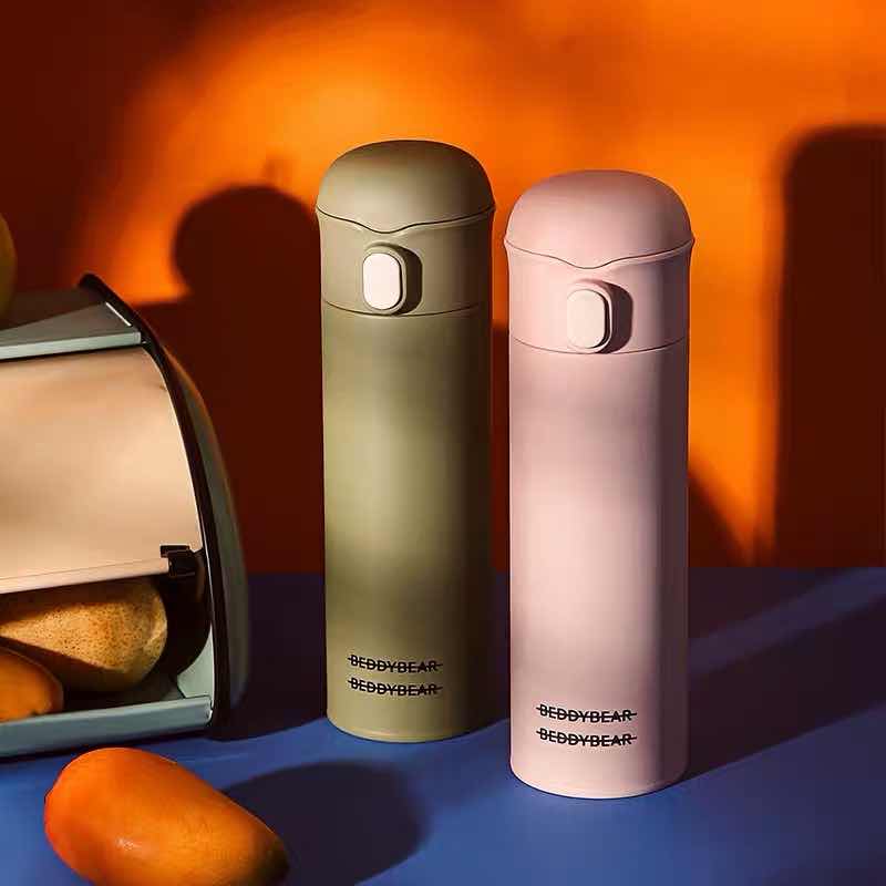 杯具熊玩潮纯色保温杯情侣车载不锈钢学生男女士水杯杯焖烧杯