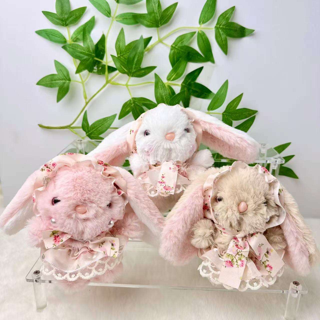 New cute Lolita dress, long-eared rabbit pendant, cartoon plush toy doll, student bag pendant, doll