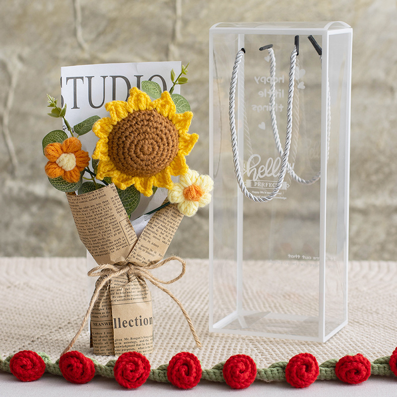 Handmade crocheted woolen bouquets, creative gifts and handicrafts, woolen flowers, handmade novel woolen bouquets, festival gifts, Valentine's Day gifts, Mother's Day gifts, 3.8 Festival gifts detail image 13