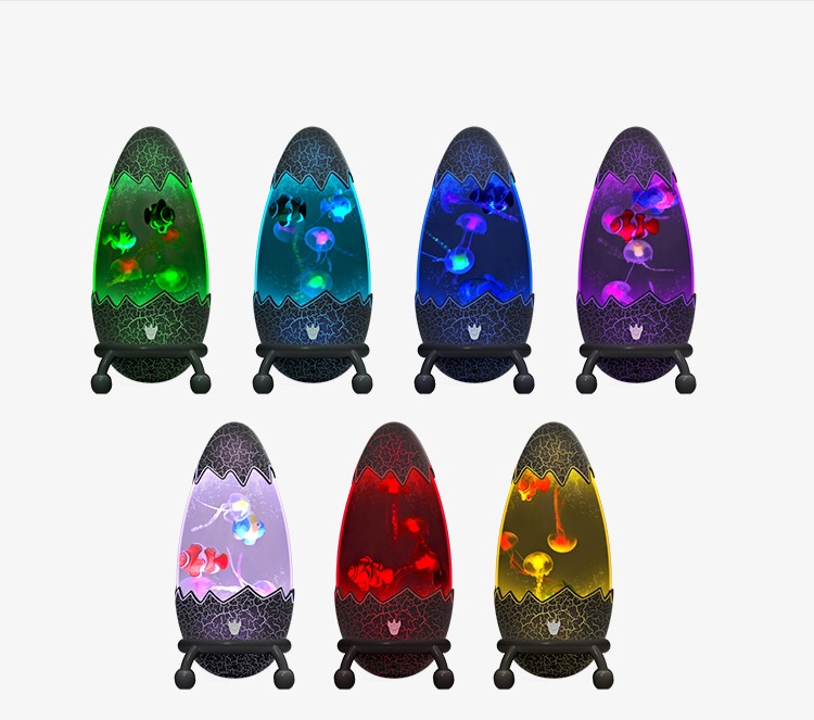 恐龙蛋led水母灯usb七彩变色氛围灯创意小夜灯静音桌面装饰小灯 圣诞产品图