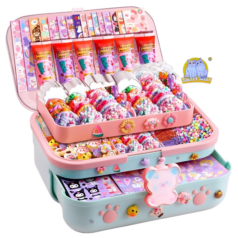 Cat paw cream glue Guka set stickers, diy birthday gift for girls, complete storage box, wholesale children's toys Item Picture