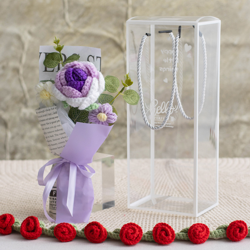 Handmade crocheted woolen bouquets, creative gifts and handicrafts, woolen flowers, handmade novel woolen bouquets, festival gifts, Valentine's Day gifts, Mother's Day gifts, 3.8 Festival gifts Specification image