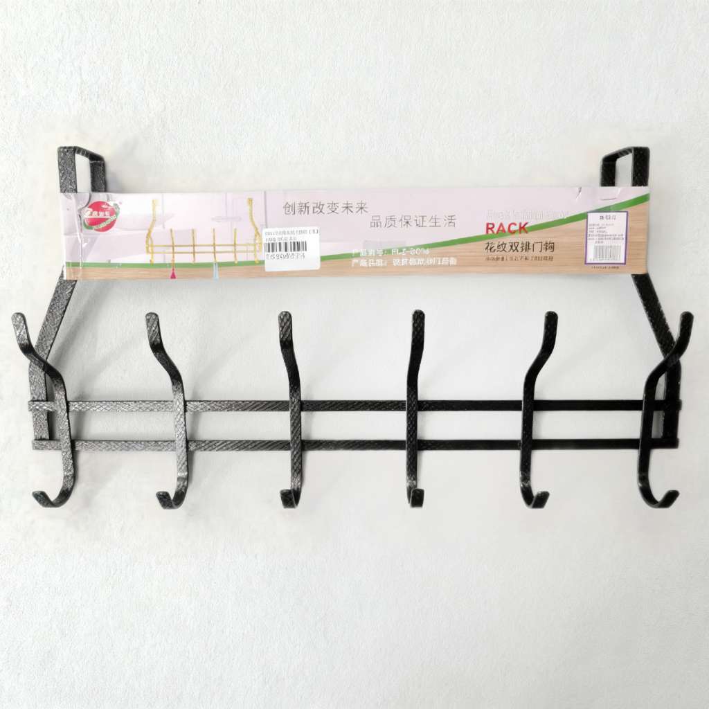 8014 Black patterned line door rear hook hanger hanger no need for drilling door hook bedroom door storage wall-mounted door back details Picture