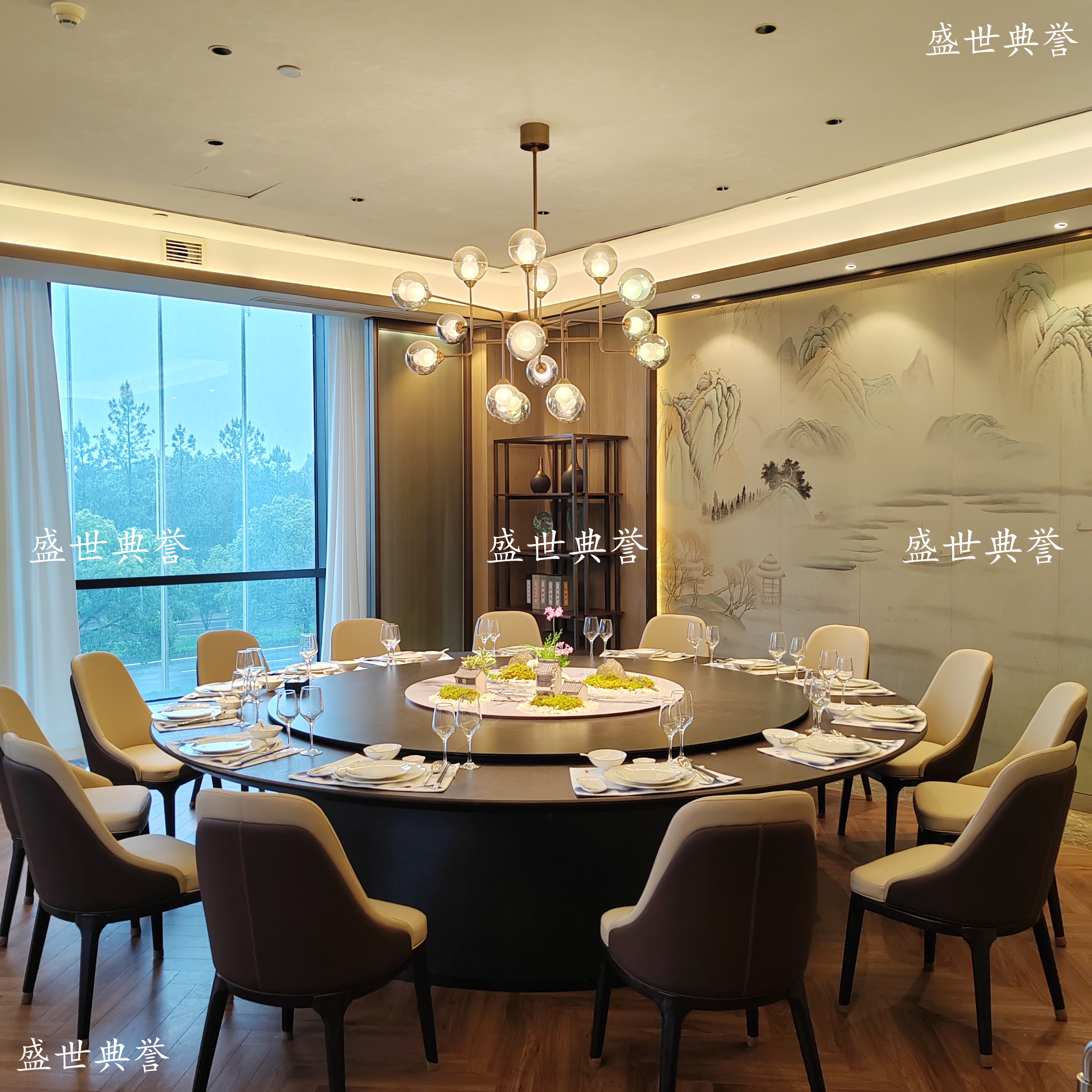 周口宴会酒店电动餐桌椅海鲜餐厅轻奢桌椅饭店包厢软包椅会所餐椅