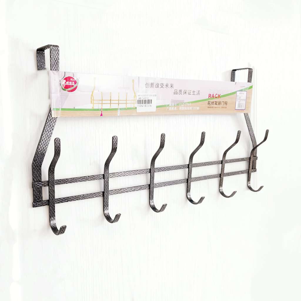 8014 Black patterned line door rear hook hanger hanger no need for drilling door hook bedroom door storage wall-mounted door back