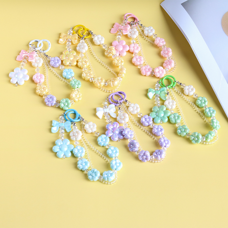 花朵手机挂件双层链亚克力配饰手机链