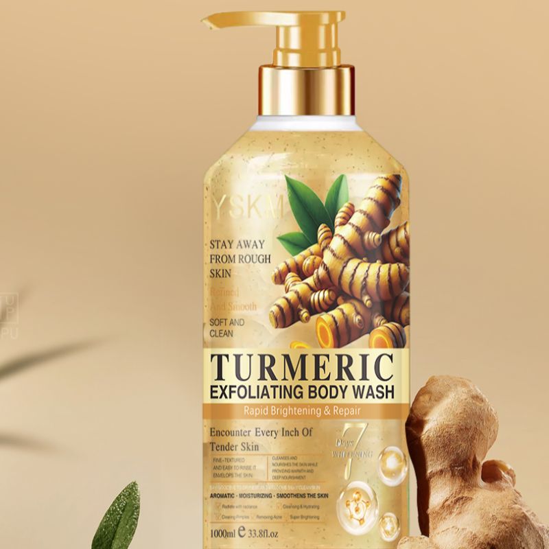YSKM姜黄去角质沐浴露 快速焕亮修护肌肤 告别粗糙 清洁保湿二合一 1000ml 大容量嫩滑肌肤好物