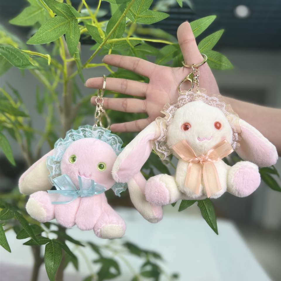 Cute bow, little rabbit, plush toy, dog doll, schoolbag pendant, keychain, claw machine claw doll