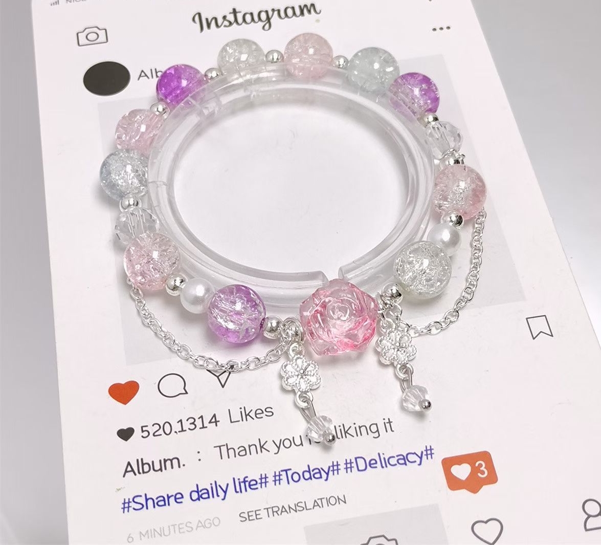  时尚饰品手饰马年国风 精美手串礼物水晶手链女士手链礼物礼品琉璃手串水晶手串手串三生花三生三世