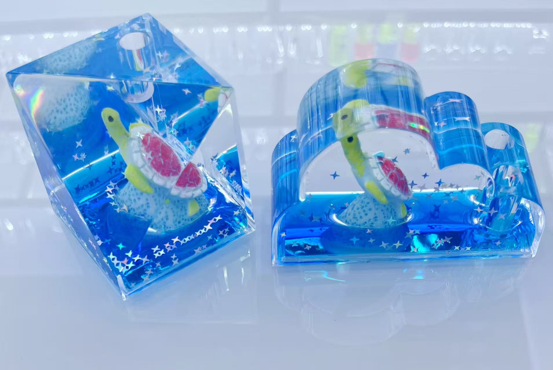 亚克力制品 +水油系列笔插 +海洋乌龟 +液体笔插摆件 +透明亚克力 