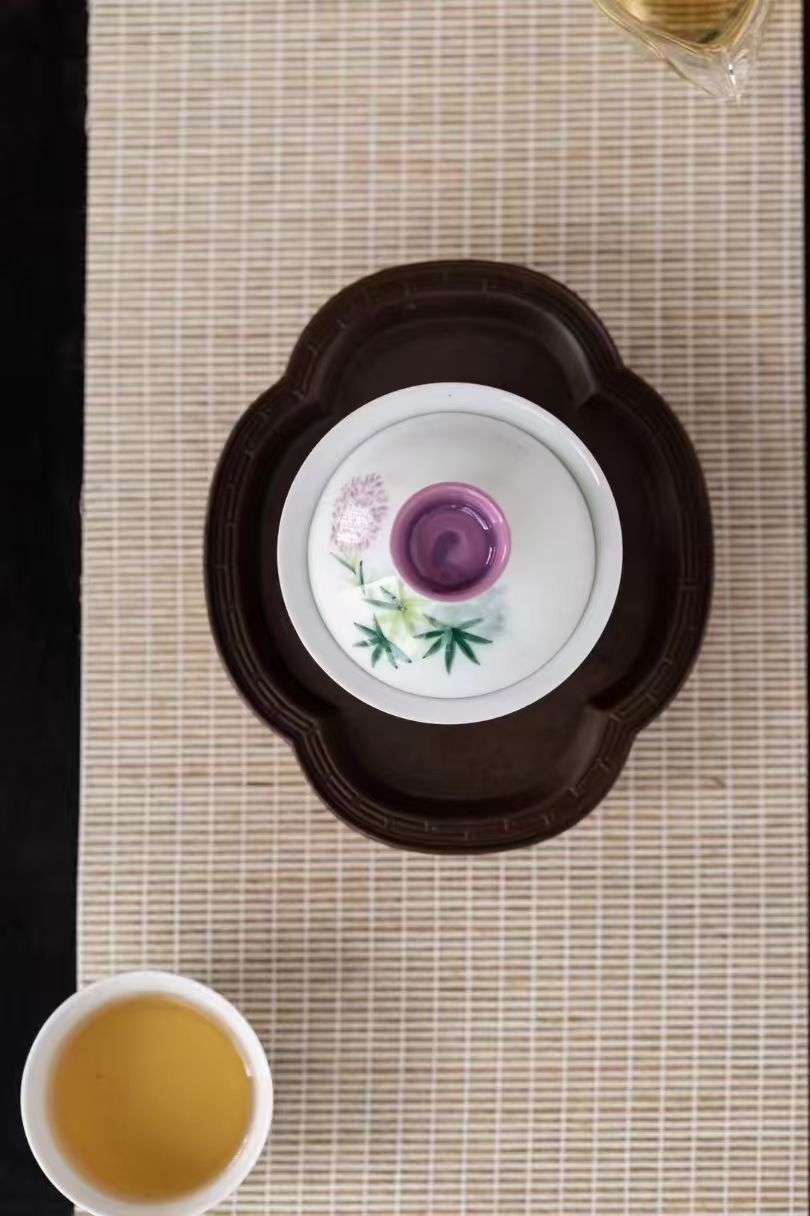 中国茶具白瓷手绘梦蝶花系列8头套组配礼盒商务礼品详情1