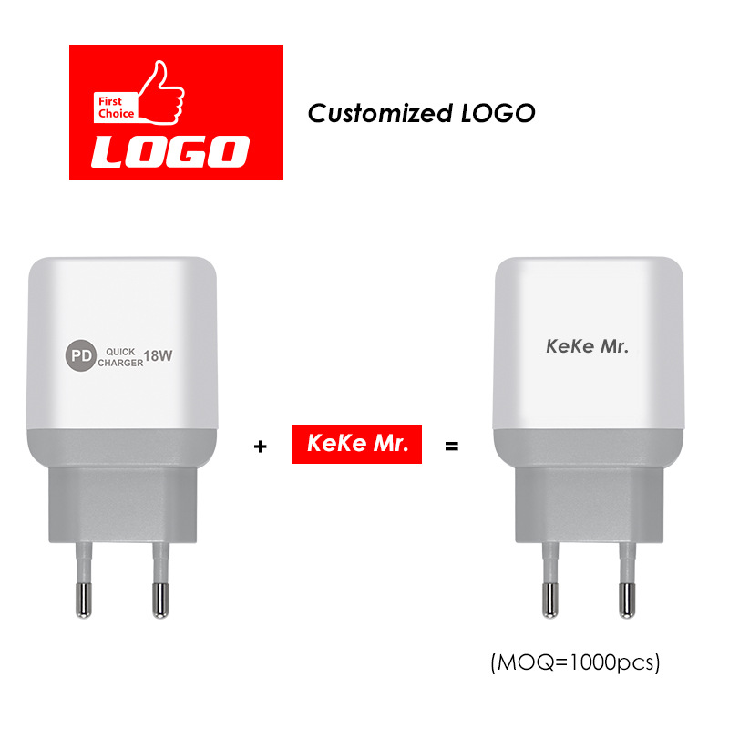 新款PD12W充电器 5V2A欧美英规充电头type-c适配器 PD+USB 充电头 白色