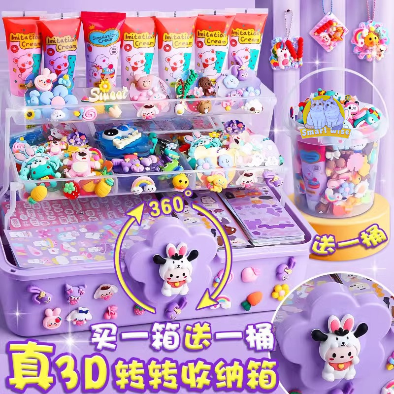 Cat paw cream glue Guka set stickers, diy birthday gift for girls, complete storage box, wholesale children's toys Application Scenario