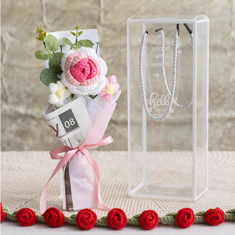Handmade crocheted woolen bouquets, creative gifts and handicrafts, woolen flowers, handmade novel woolen bouquets, festival gifts, Valentine's Day gifts, Mother's Day gifts, 3.8 Festival gifts details Picture