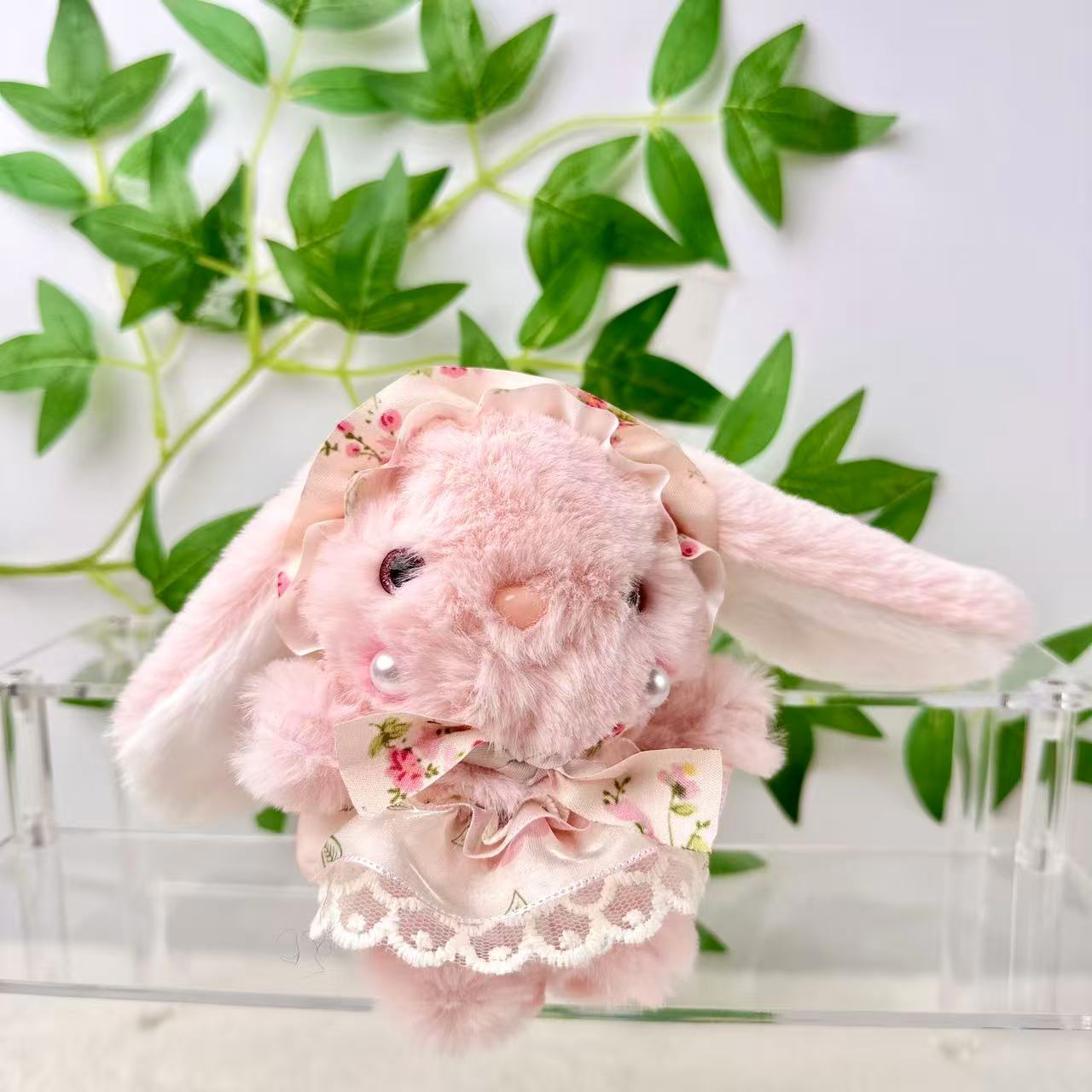 New cute Lolita dress, long-eared rabbit pendant, cartoon plush toy doll, student bag pendant, doll details Picture