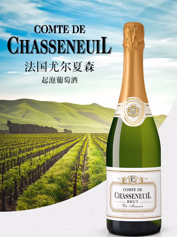 包邮！法国尤尔夏森起泡葡萄酒750ml 洋什铺进口起泡酒洋酒香槟详情2