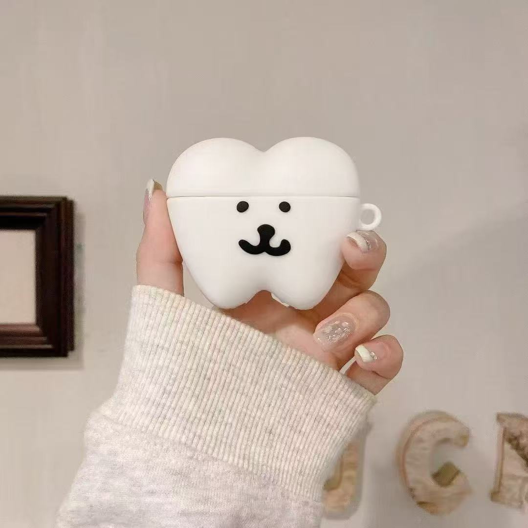 跨境苹果耳机套适用airpods4无线蓝牙耳机壳1/2/3/Pro2硅胶套 牙齿形状