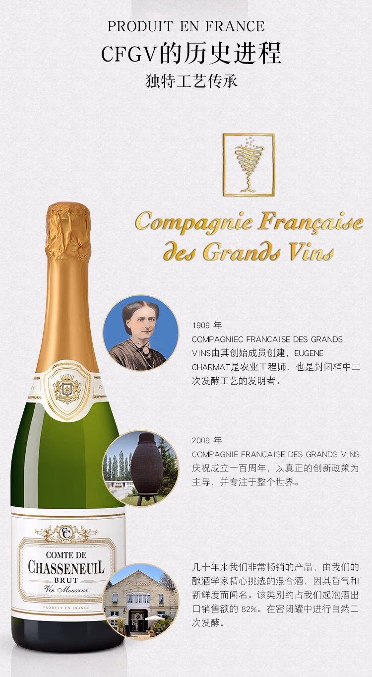 包邮！法国尤尔夏森起泡葡萄酒750ml 洋什铺进口起泡酒洋酒香槟详情8
