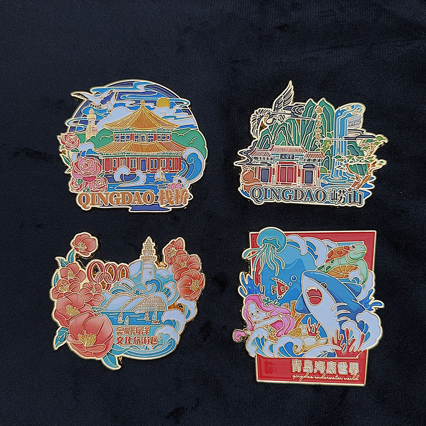 厂家定制国内金属旅游纪念品中国城市冰箱贴国潮纪念品青岛东北辽宁湖南滴油锌合金冰箱贴