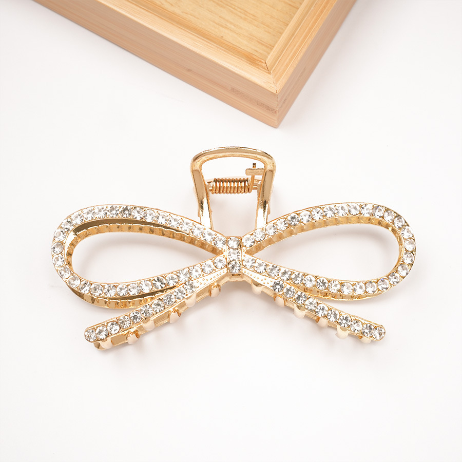 Korean version of ins water diamond bow clip, fugitive princess hair clip, alloy back of the head updo, shark hair clip accessory detail image 5