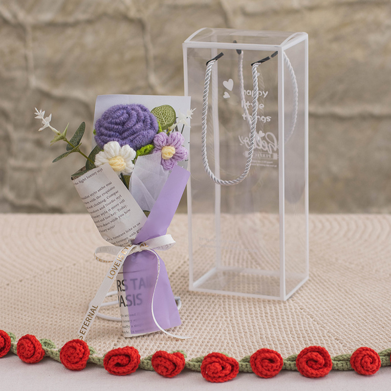 Handmade crocheted woolen bouquets, creative gifts and handicrafts, woolen flowers, handmade novel woolen bouquets, festival gifts, Valentine's Day gifts, Mother's Day gifts, 3.8 Festival gifts detail image 5