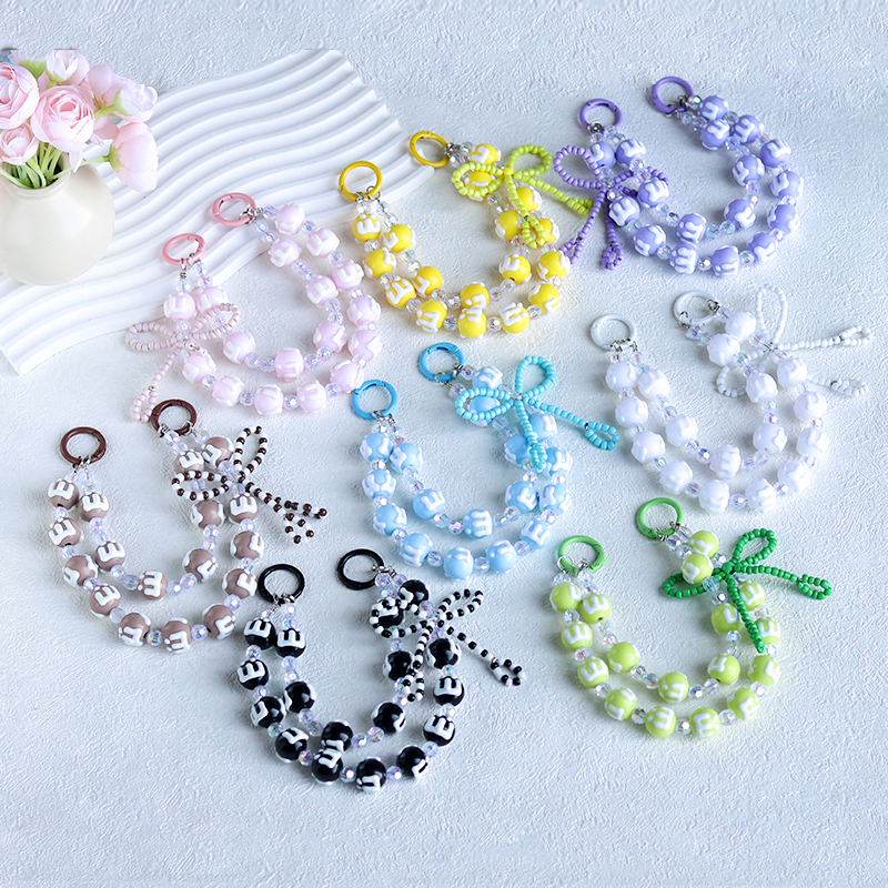 新款M珠双层手工串珠手链手机挂绳相机链条包包挂饰通用挂件手机挂绳手机挂件