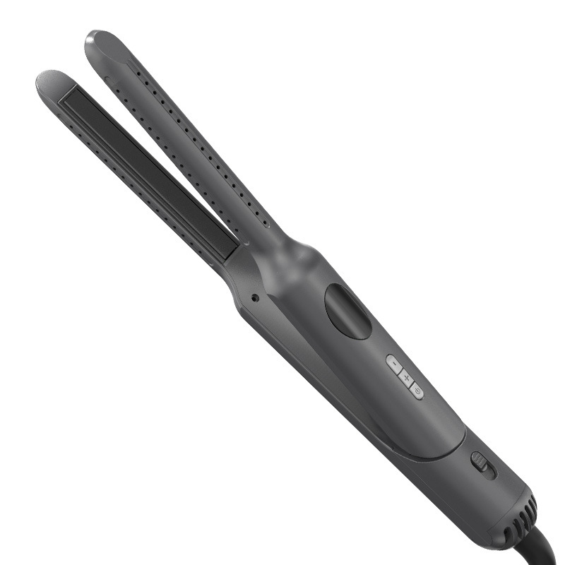 跨境爆款家用二合一直发器冷风夹板卷发器10mm超窄PTC加热电夹板 黑色